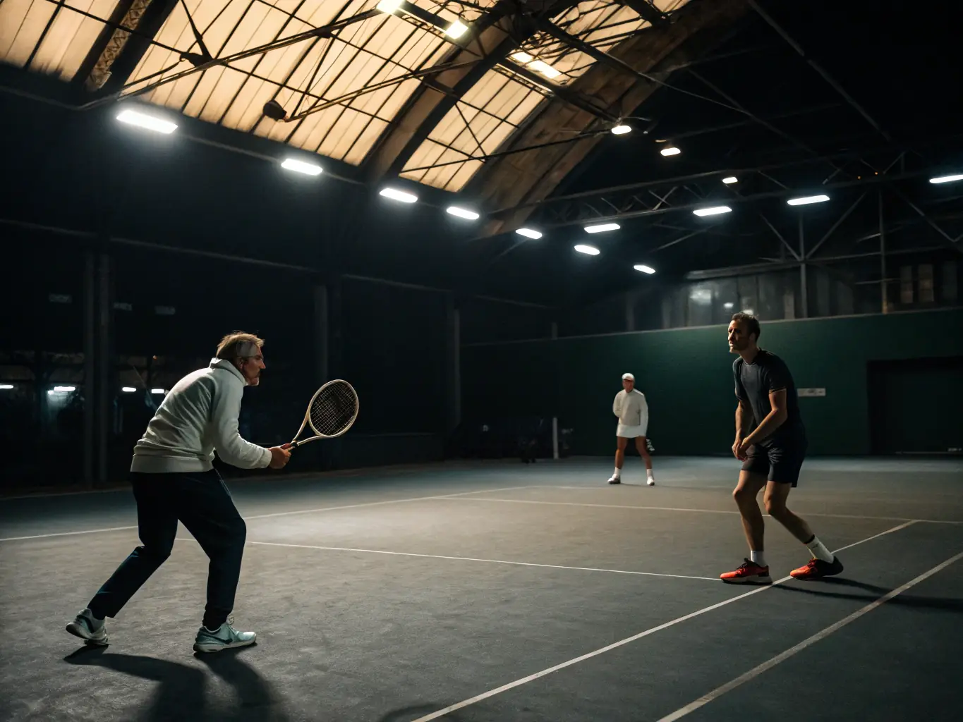 A dynamic image of padel players in action during a training session, showcasing their agility and teamwork on the court.